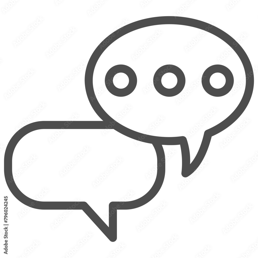 Message bubble outline icon on white background Message bubble outline icon on white background