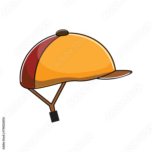 Equestrian sport helmet in vector flat outline style