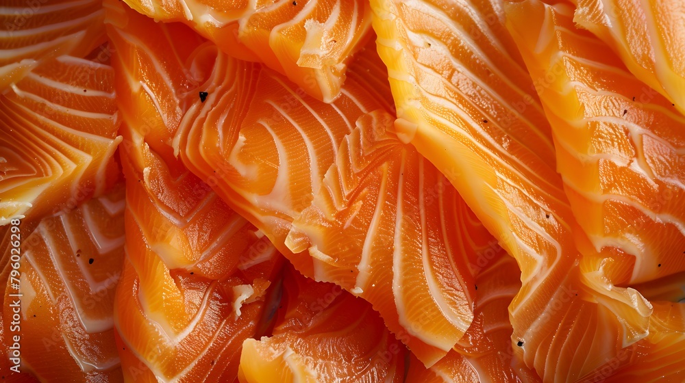 Close-Up of Fresh Salmon Fillet Strips from Above Close-Up of Fresh Salmon Fillet Strips from Above
