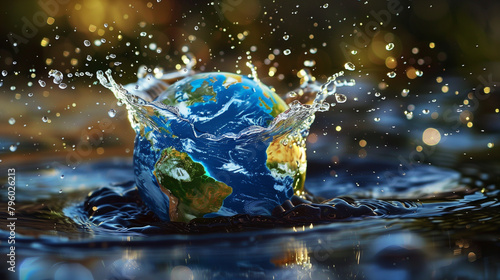 Global Environment Concept with Water Splash and Earth