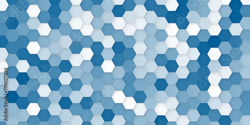 Vector banner design, Blue mosaic background with hexagon pattern. Vector illustration