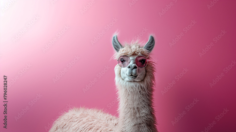 Fototapeta premium Llama in sunglass shade glasses 