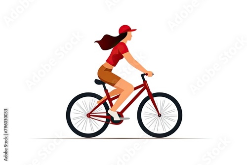 Casual Female Cyclist Enjoying a Leisure Ride