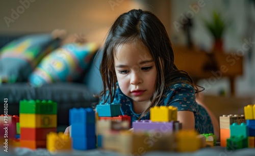 Wallpaper Mural Girl playing with blocks Torontodigital.ca