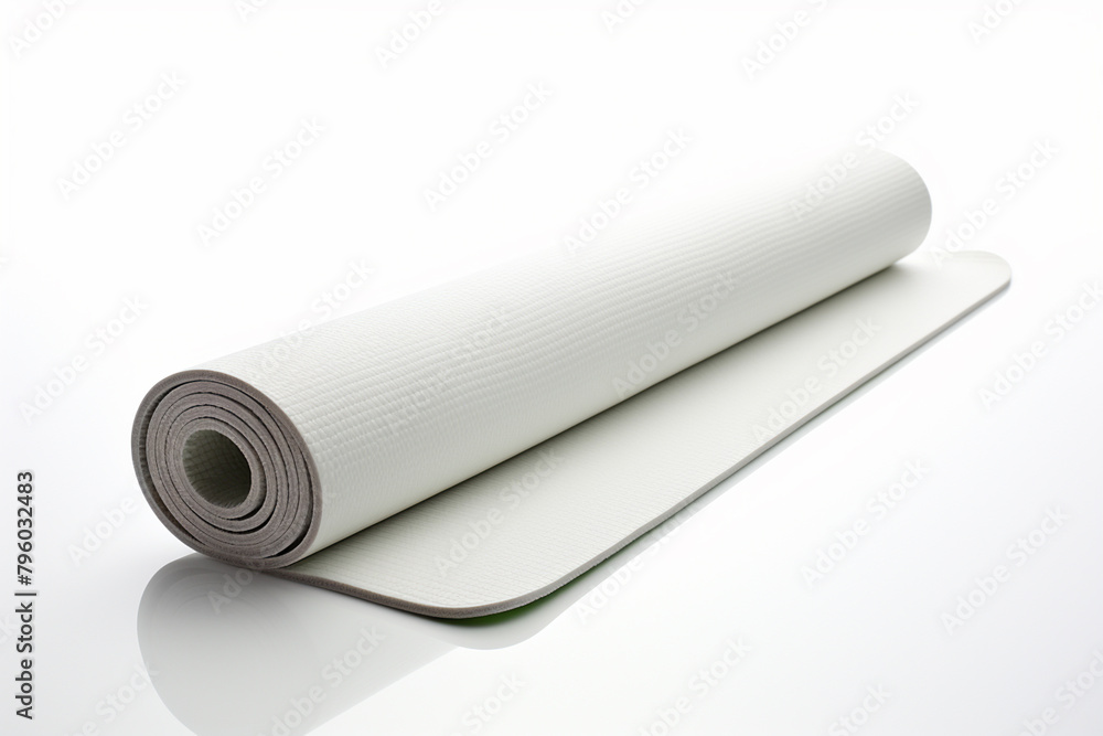 Blue yoga mat on a white background. Studio shot. Isolated. Blue yoga mat on a white background. Studio shot. Isolated.
