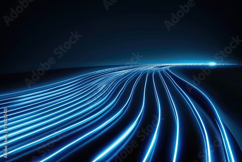  Abstract background with glowing curve geometric lines. Modern funny minimal trendy shiny blue lines pattern
