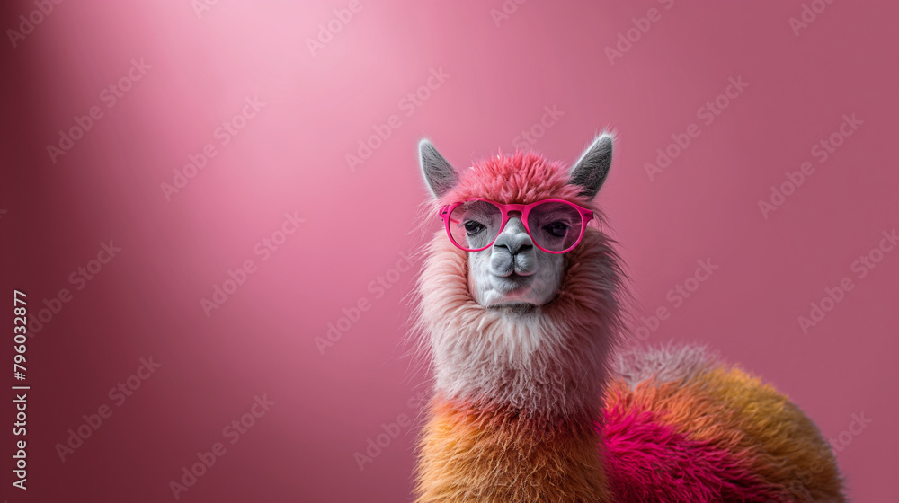 Fototapeta premium Llama in sunglass shade glasses 
