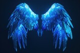 Neon angel wings blue lightweight illuminated.