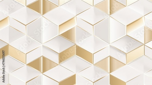 luxe white and gold polygon art background