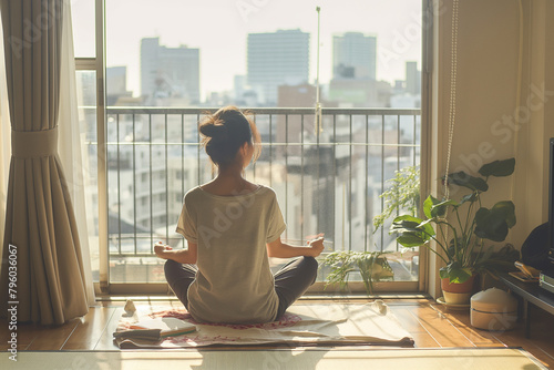 Serene Home Meditation with City View