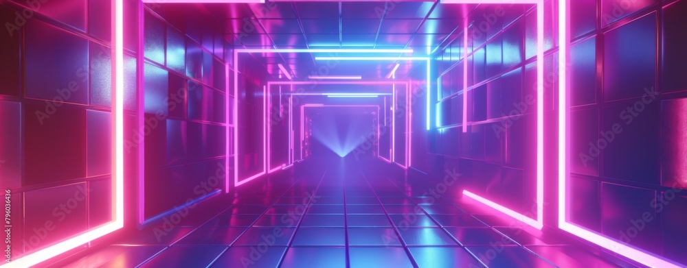 Abstract futuristic background with an illuminated geometric tunnel Abstract futuristic background with an illuminated geometric tunnel