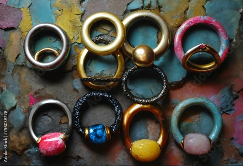 set de anillos, multicolor photo