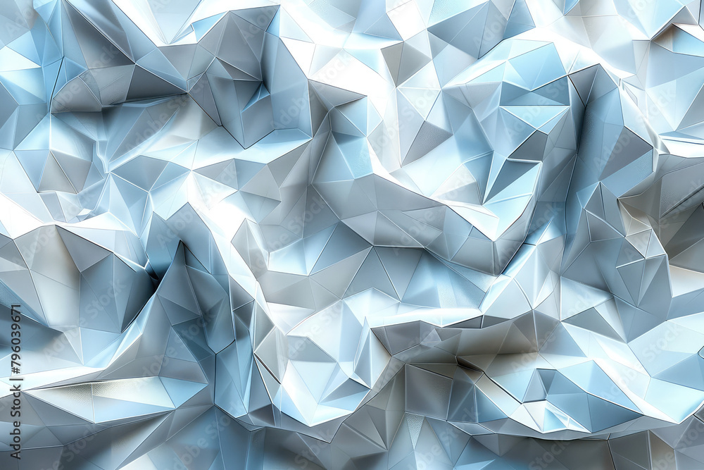 Abstract white low poly background with polygonal shapes. Created with AI