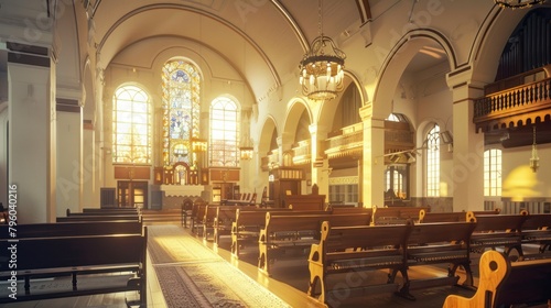 A  congregants gather for prayer and study.  photo