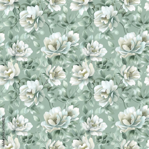Floral green color, form natural, seamless fabric pattern.