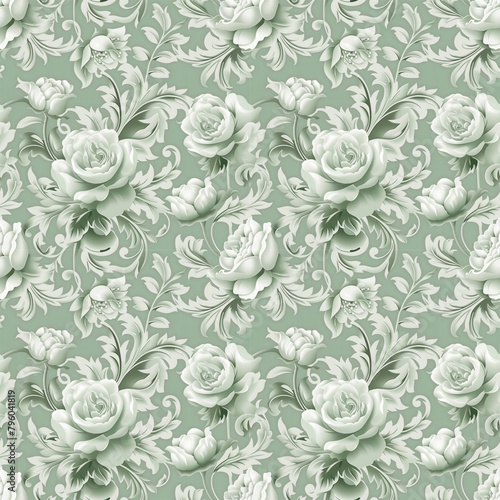 Floral green color, form natural, seamless fabric pattern.