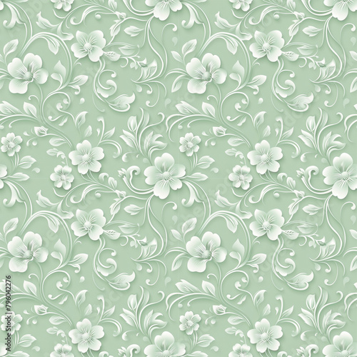 Floral green color  form natural  seamless fabric pattern.