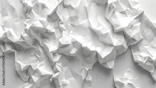 White paper crumpled texture with geometric patterns. Abstract background. Created with Ai photo