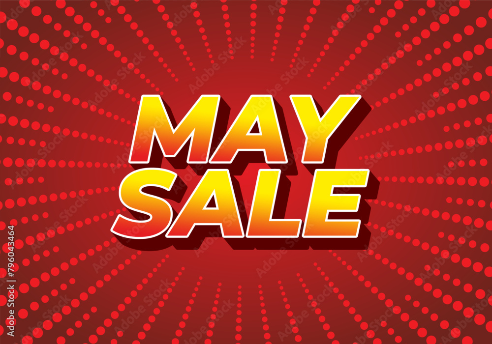 May sale. Text effect in 3 dimensions style and eye catching colors
