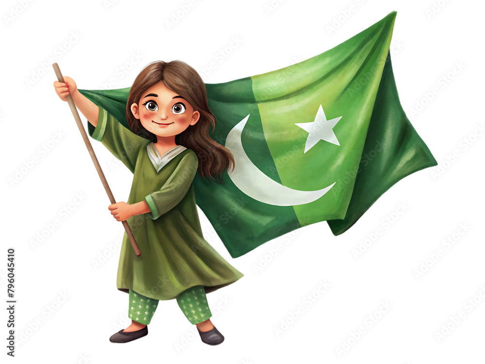Girl holding the pakistan flag