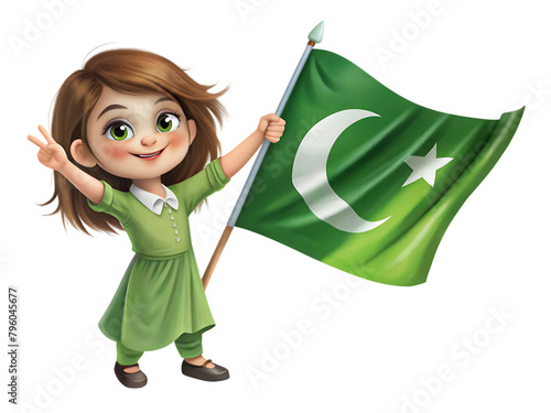 Girl holding the pakistan flag