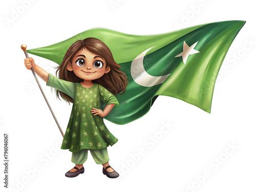 Girl holding the pakistan flag