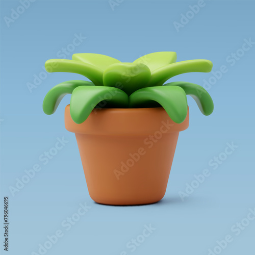 3d Vector Plant in blown pot, Furniture and hotel booking concept. photo