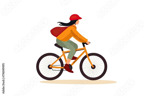 Woman Riding Bicycle in Casual Attire
