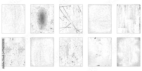 Vector set of grunge overlay textures. Distressed grunge texture background. Vector paint grunge texture set.