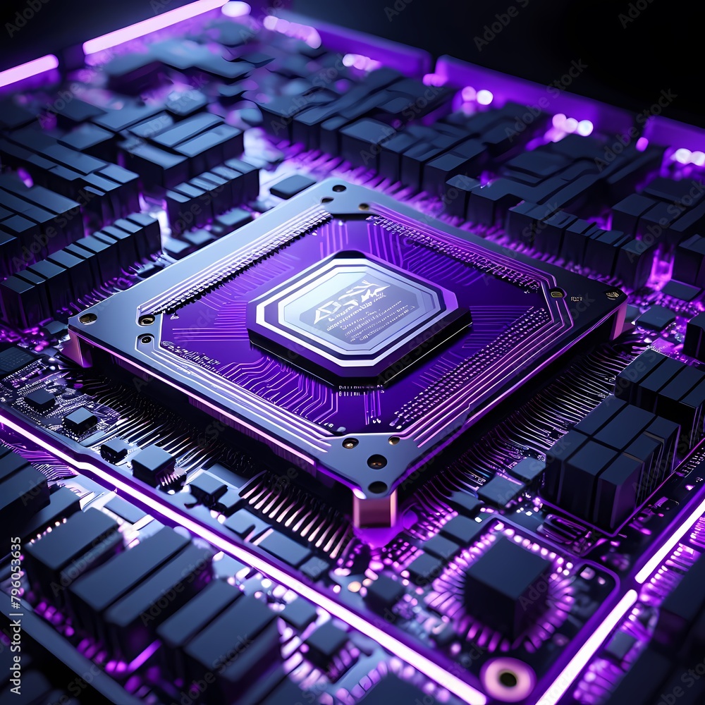 MODERN CPU MICROCHIP DESIGNED FOR AI AND DATA NETWORK NEON LIGHT, Ai Generated MODERN CPU MICROCHIP DESIGNED FOR AI AND DATA NETWORK NEON LIGHT, Ai Generated