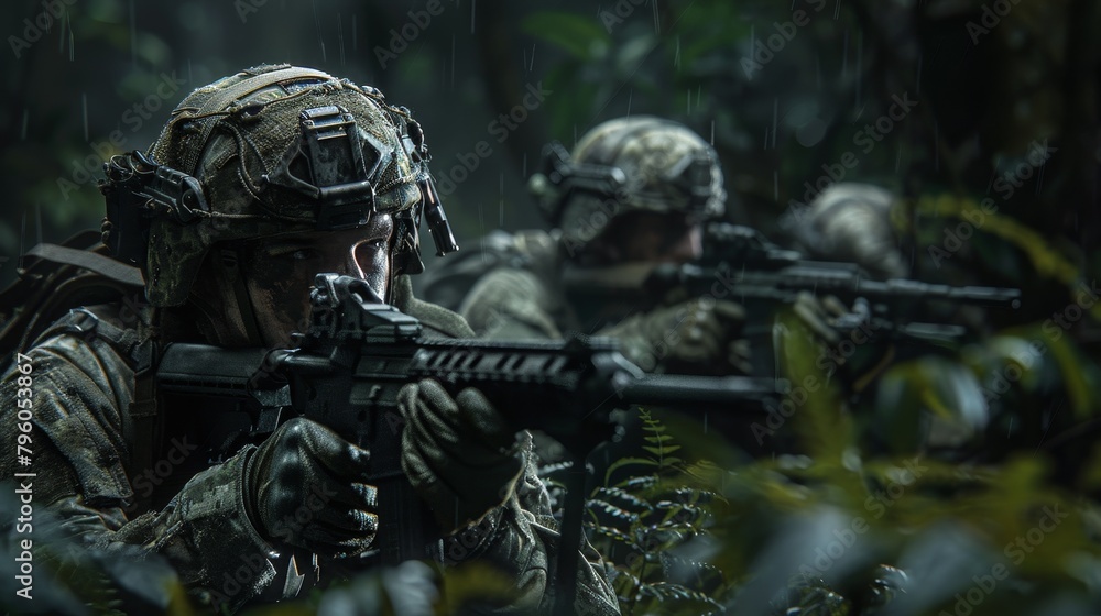 Juvenile soldiers in a subdued, dark environment, each detail captured without noise Juvenile soldiers in a subdued, dark environment, each detail captured without noise