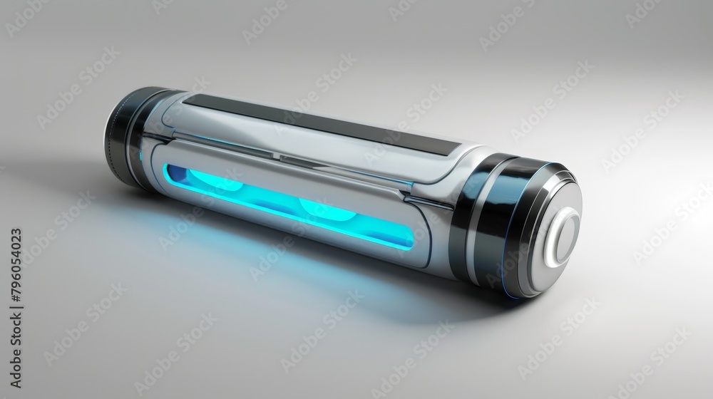 Sleek, scifi waterpowered battery, minimalistic white background, portrayed in sharp, noisefree detail Sleek, scifi waterpowered battery, minimalistic white background, portrayed in sharp, noisefree detail