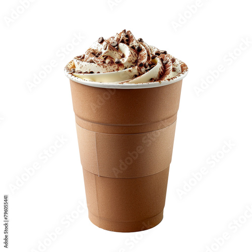 Caffè Mocha in brown paper cup, isolated on transparent background photo