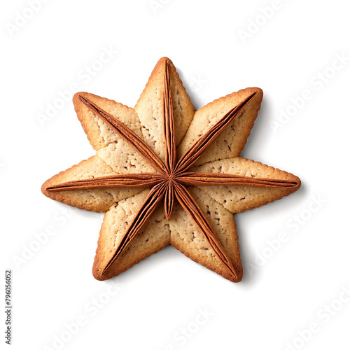Biscochitos with anise and cinnamon in star shaped cookie Food and culinary concept photo