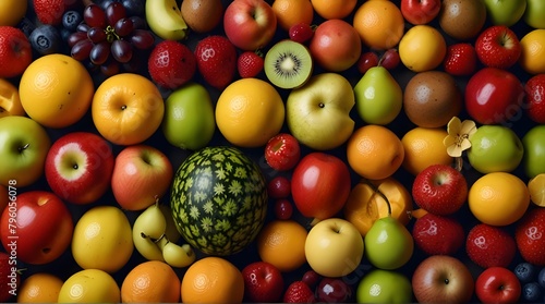 All fruit isolated .Generative AI
