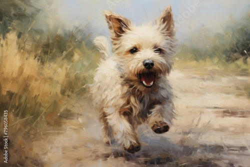 Dog running in the park dog painting terrier. © Rawpixel.com