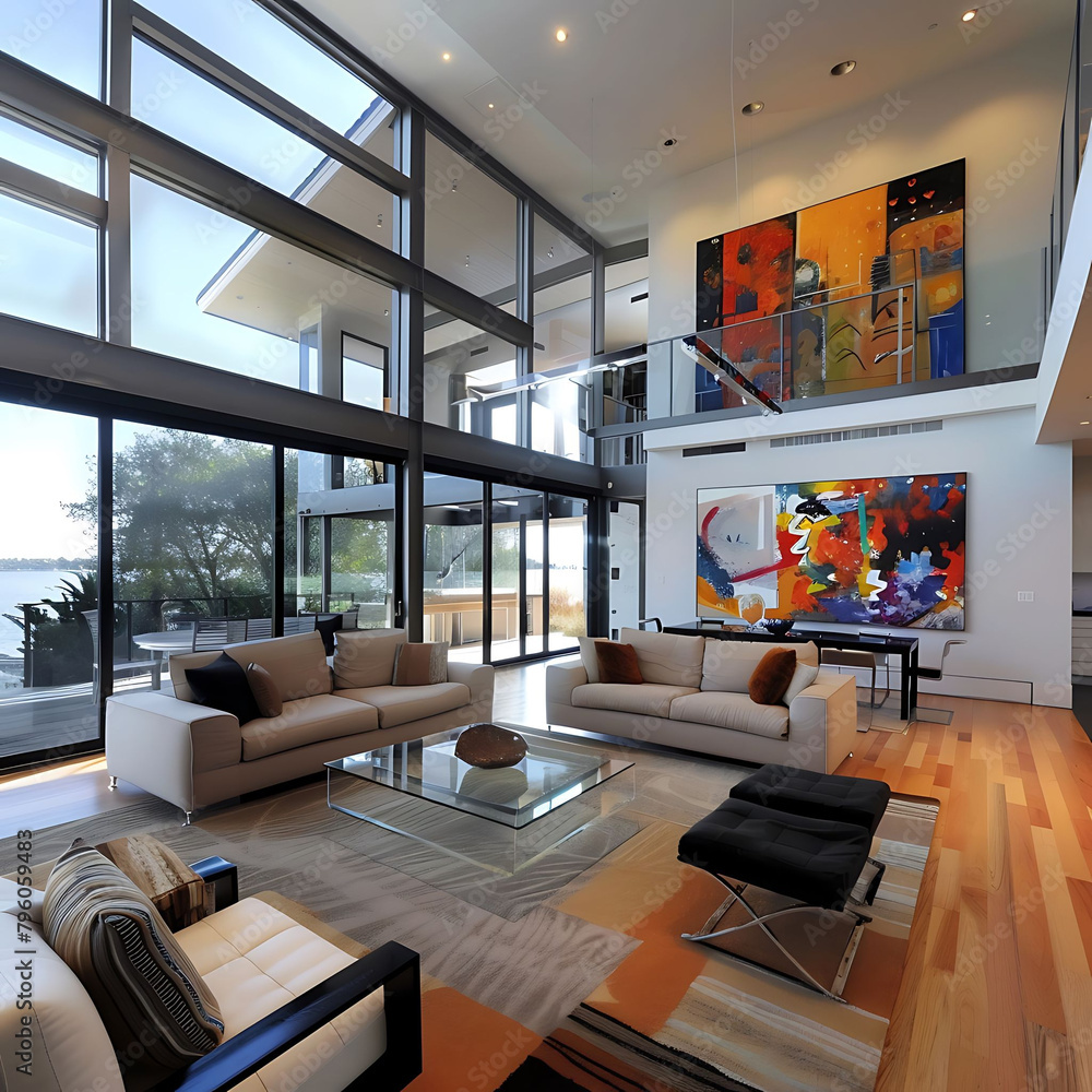 Beautiful contemporary living room home interior.