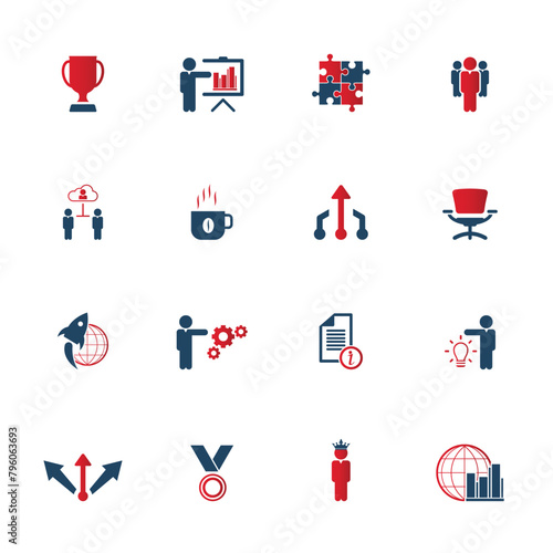 Universal business management and human resources icon set. Universal icons for web and mobile. Vector.