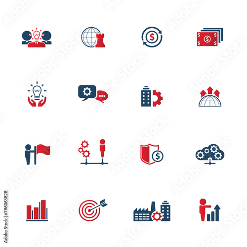 Universal business management and human resources icon set. Universal icons for web and mobile. Vector.