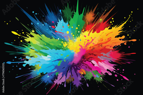 colorful rainbow holi paint color powder explosion vector  isolated wide white panorama background