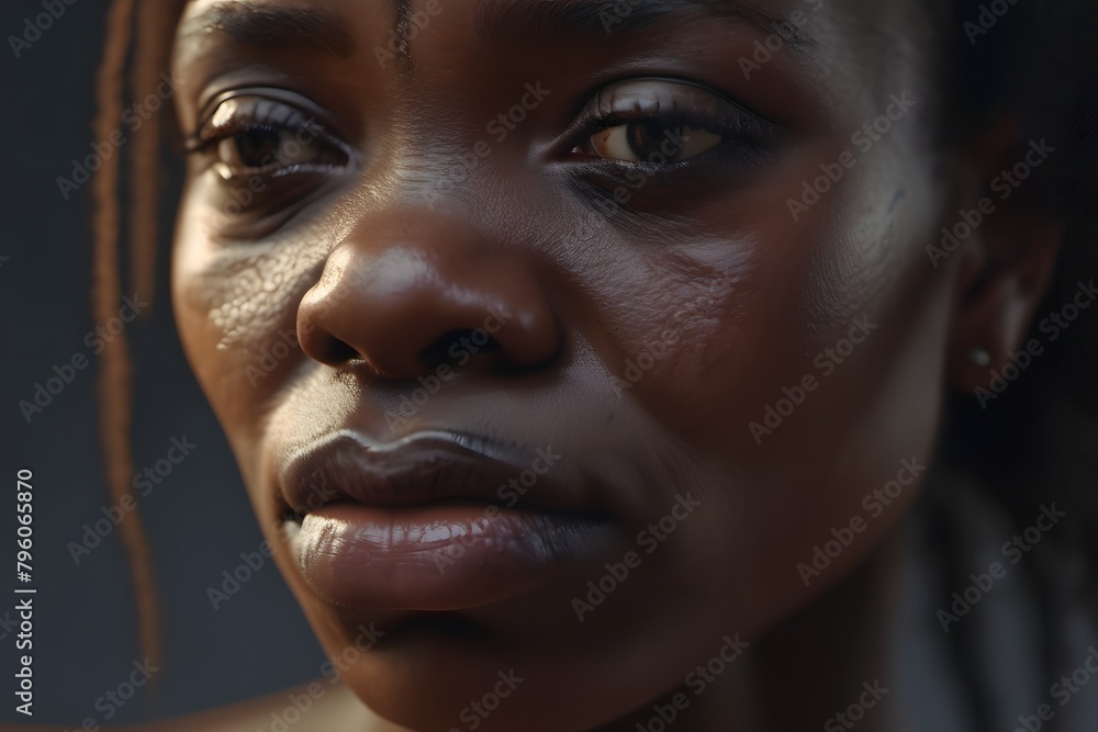 A woman bears visible signs of abuse, her face marked with bruises, a haunting testament to domestic violence's devastating impact. A woman bears visible signs of abuse, her face marked with bruises, a haunting testament to domestic violence's devastating impact.
