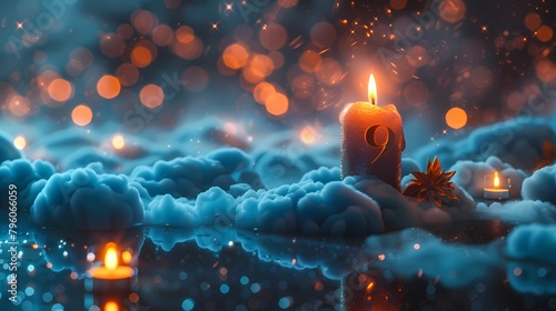 An ethereal image of a birthday candle shaped like the number  19   surrounded by a dreamy haze and a soft glow