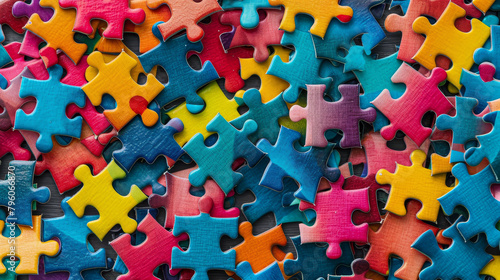 A colorful jigsaw puzzle with many pieces