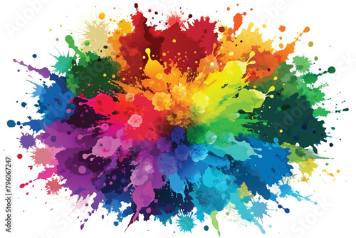 colorful rainbow holi paint color powder explosion vector  isolated wide white panorama background