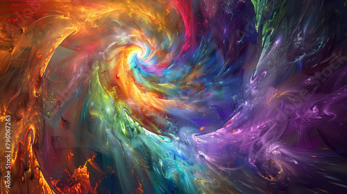 A colorful spiral of light and dark colors