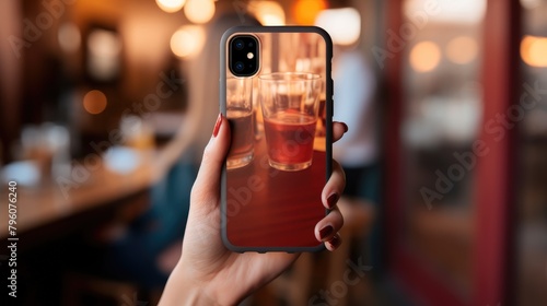 Mobile phone case with graphic, hand holding, AI generated for Ai