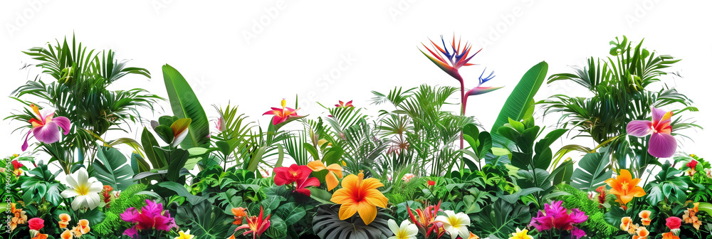 Φωτογραφία Tropical flower beds, vibrant with exotic blooms like hibiscus and bird of parad