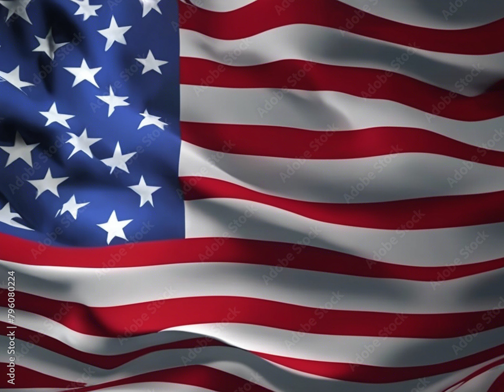 Fototapeta premium America USA Flag Waving With Texture Background