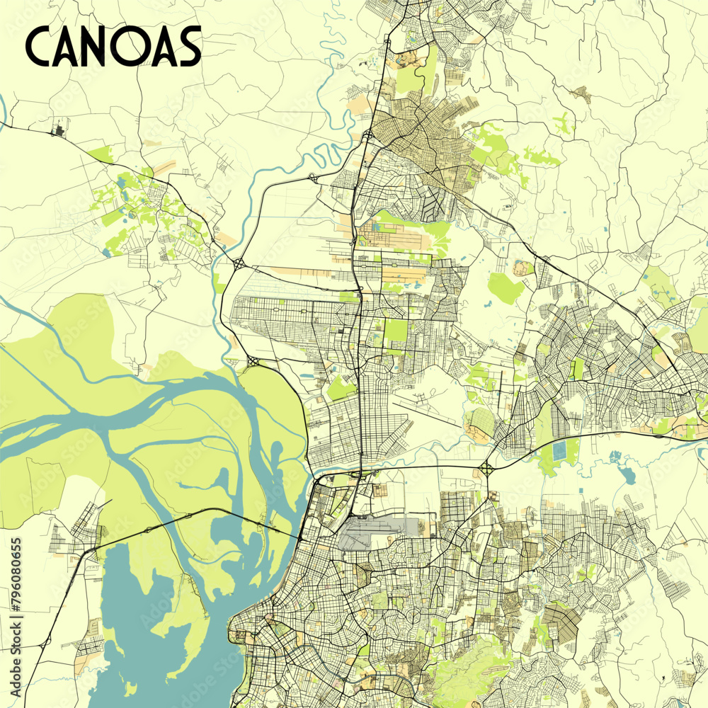 Obraz premium Canoas, Brazil map poster art