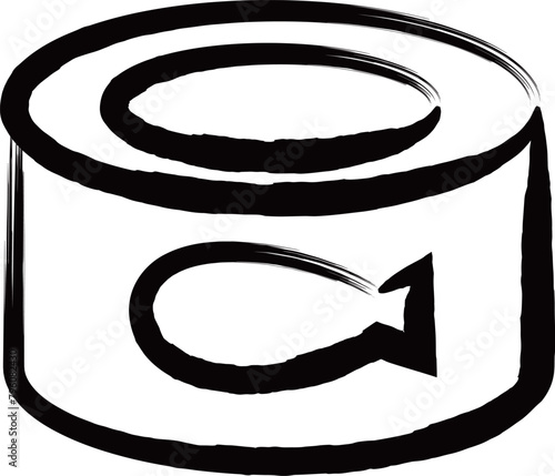 防災に必要な持ち物の筆書き単品アイコン　缶詰